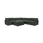 Classic Home Caplan 6-piece modular sectional with ottoman, 2-piece living room set featuring modern seating and versatile design.