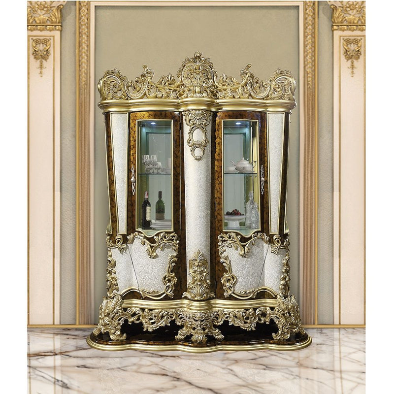 Desiderius - Curio - Antique Gold & Hand-Painted Brown - R&R Furniture Gallery (Fountain Valley, CA)