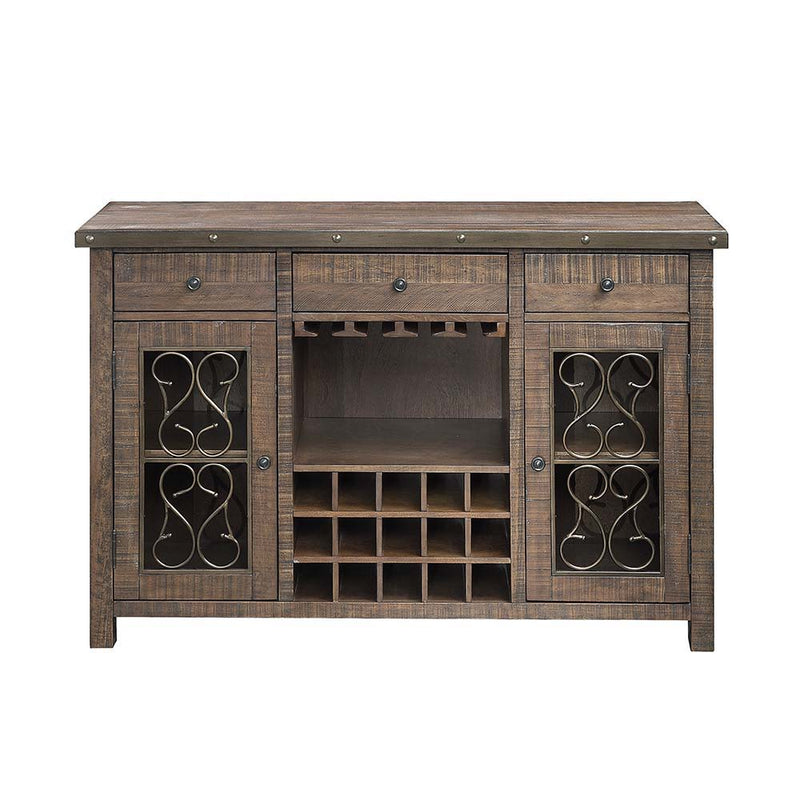 Raphaela - Server With Cup Holder & Wine Rack - Weathered Cherry - R&R Furniture Gallery (Fountain Valley, CA)