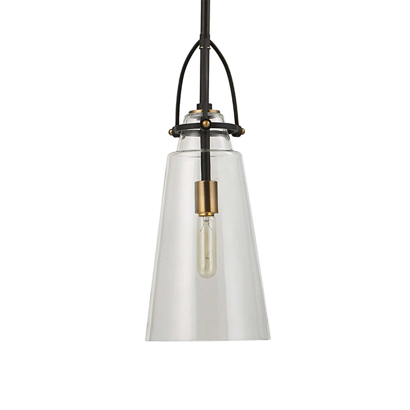 Uttermost Saugus industrial white 1-light pendant lighting fixture hanging from ceiling with modern design.