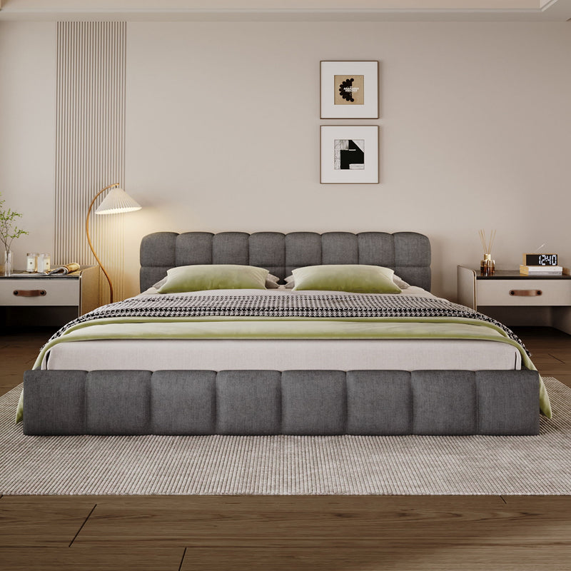 Elegant Upholstered Bed With Checkerboard Design - R&R Furniture Gallery (Fountain Valley, CA)