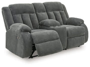 Observation - Double Reclining Power Loveseat With Console - Steel - R&R Furniture Gallery (Fountain Valley, CA)