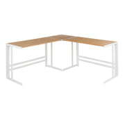 Lumi Source Roman industrial L-shaped desk in white and natural wood finish with corner design and modern style.