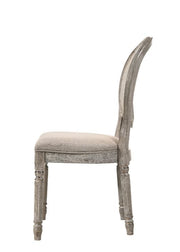 Faustine - Side Chair (Set of 2) - Tan Fabric & Salvaged Light Oak - R&R Furniture Gallery (Fountain Valley, CA)