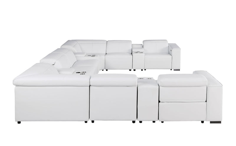 1208 - 12 Piece U Shaped Leather Sectional With 4 Power Recliners & Power Headrest