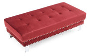Elegant contemporary upholstered ottoman by Glory Furniture with a plush fabric surface and modern design.