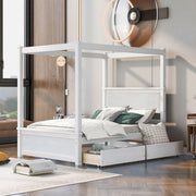 Canopy Platform Bed With Drawers, Support Slats, No Box Spring Needed - R&R Furniture Gallery (Fountain Valley, CA)