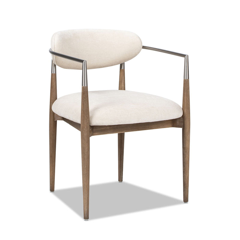 Artemis - Mixed Material Upholstered Dining Arm Chair - Warm White - R&R Furniture Gallery (Fountain Valley, CA)