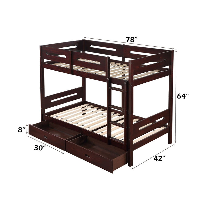 Nissa - Twin Over Twin Bunk Bed - Espresso - R&R Furniture Gallery (Fountain Valley, CA)