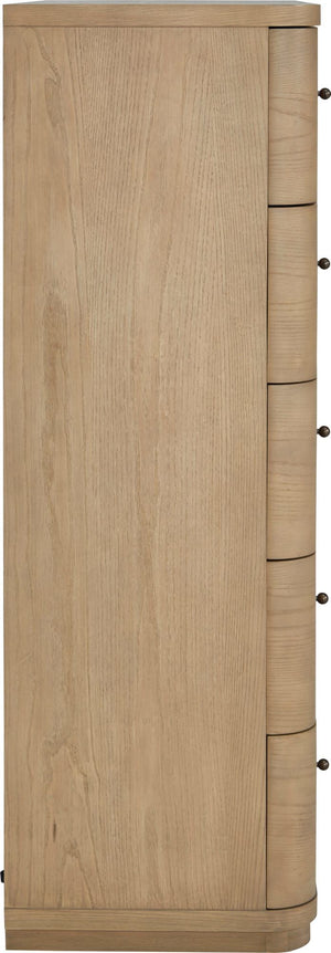 Penny Five Drawer White Ash Chest in Buff Cream