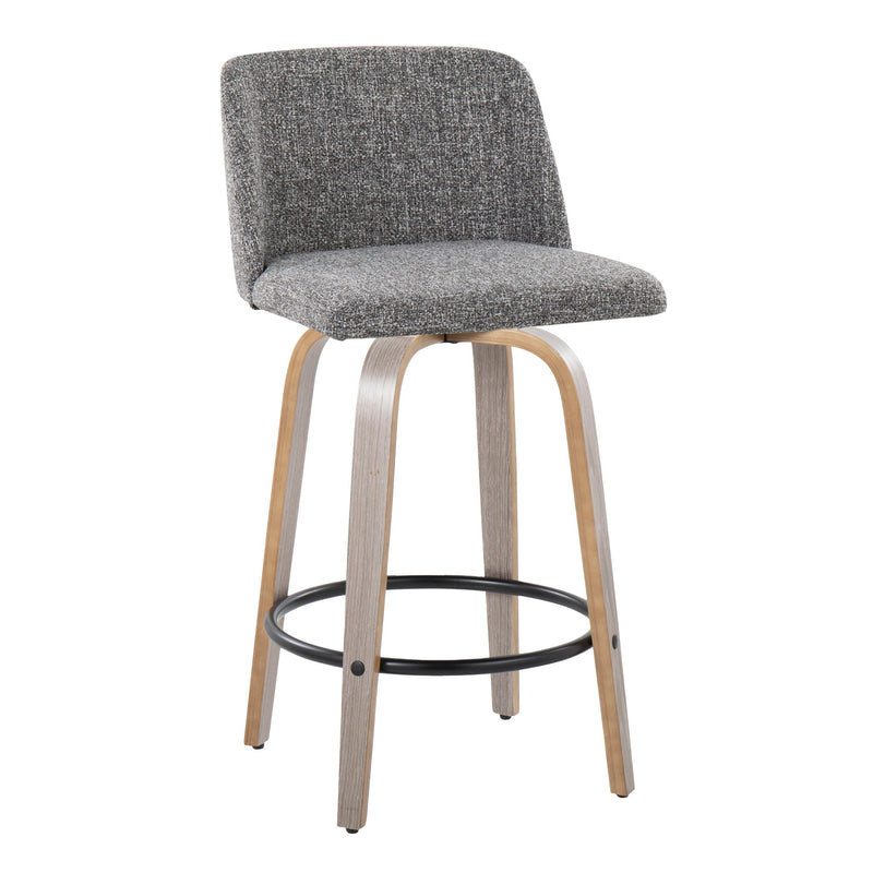 Toriano - Contemporary Fixed Height Counter Stool With Swivel & Round Footrest (Set of 2) - R&R Furniture Gallery (Fountain Valley, CA)