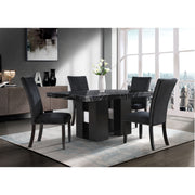 Black Jhoanna 5-piece dining table set with matching chairs, part of Global Furniture USA's modern 5 piece dining room sets.
