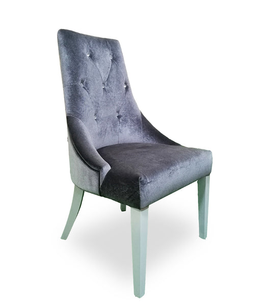 Charlotte - Grey Velour & White High Gloss Dining Chair (Set of 2) — view 2