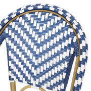 Outdoor Rattan French Barstool Set,, Bamboo, Seat Height - Navy Blue / White - R&R Furniture Gallery (Fountain Valley, CA)