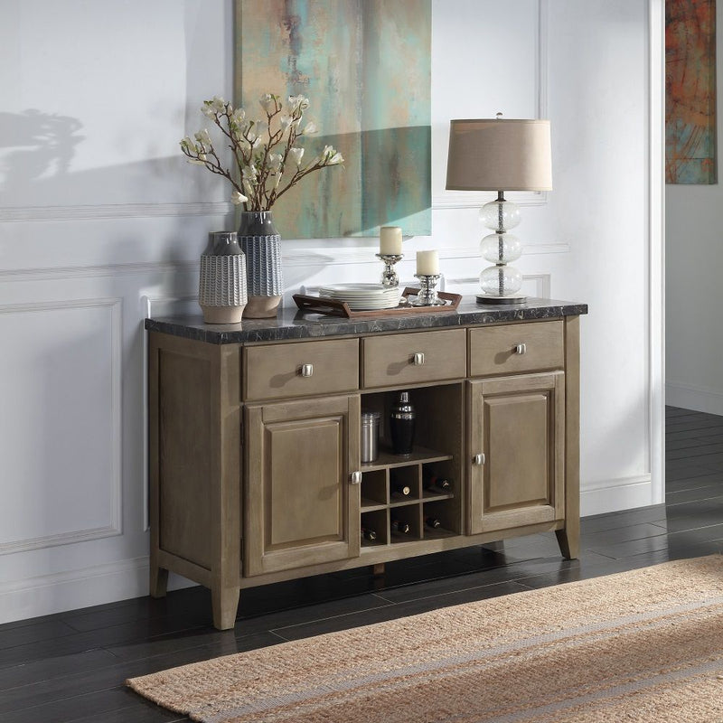 Charnell - Server - Marble Top & Oak - R&R Furniture Gallery (Fountain Valley, CA)