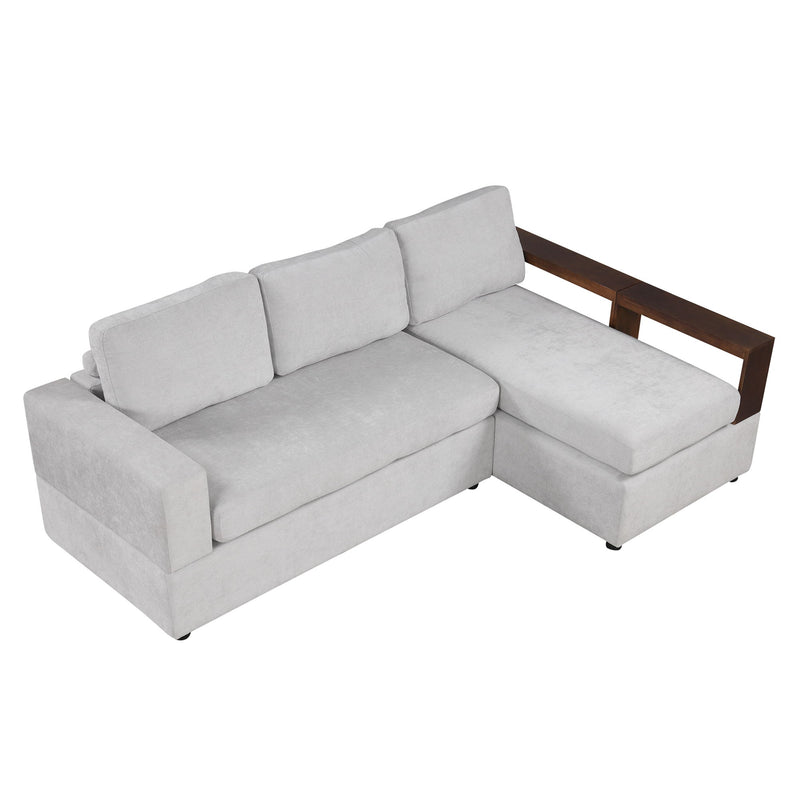 Noble House stationary sectional sofa with upholstered cushions and reversible armrests for modern living room seating.