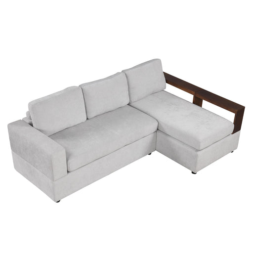 Noble House stationary sectional sofa with upholstered cushions and reversible armrests for modern living room seating.