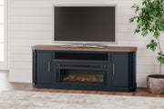 Landocken - 83" TV Stand With Electric Fireplace - Two-tone - R&R Furniture Gallery (Fountain Valley, CA)