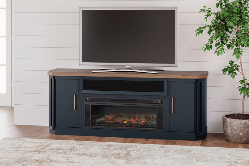 Landocken - 83" TV Stand With Electric Fireplace - Two-tone - R&R Furniture Gallery (Fountain Valley, CA)