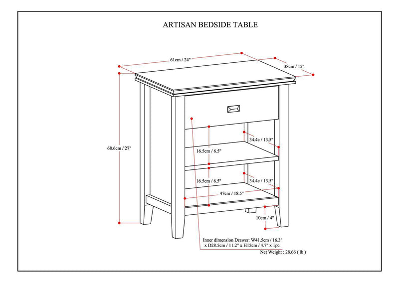 Artisan - Bedside Table - Light Brown