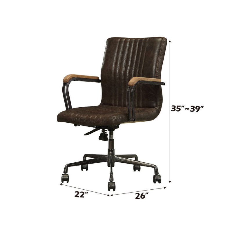 Joslin - Office Chair - Distress Chocolate Top Grain Leather - R&R Furniture Gallery (Fountain Valley, CA)