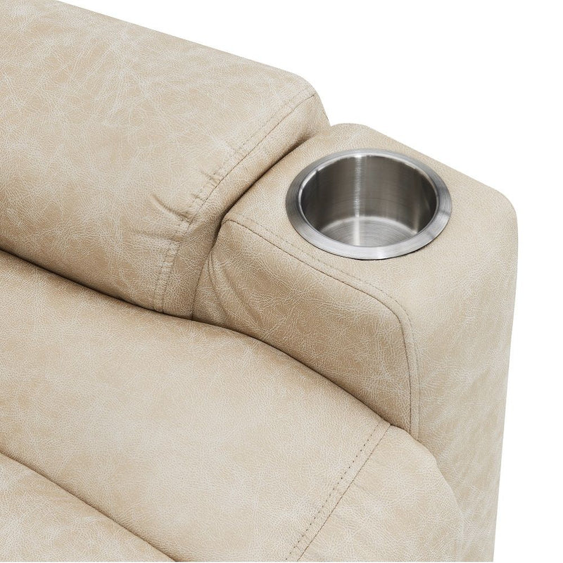 Nairi - Power Recliner With Lift, Heating & Massage - Ivory Polished Microfiber