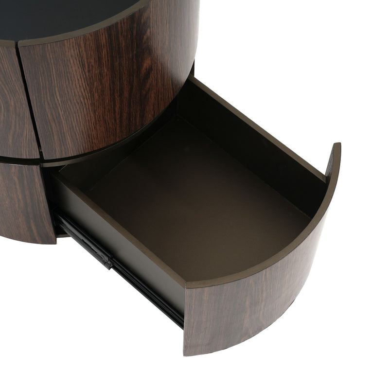 Elegant Italian High Grade Double Layer Storage Round Side Table - Brown / Black - R&R Furniture Gallery (Fountain Valley, CA)