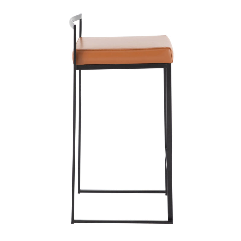 Lumi Source Fuji contemporary style stackable counter stool set with sleek modern design and wooden legs, perfect for kitchen or bar area.