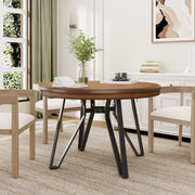 Mid Century Modern Round Dining Table With Metal Legs And Open Shelf - R&R Furniture Gallery (Fountain Valley, CA)