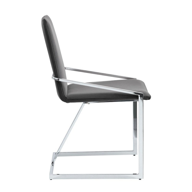 Zlatan - Side Chair (Set of 2) - Gray Velvet & Chrome - R&R Furniture Gallery (Fountain Valley, CA)