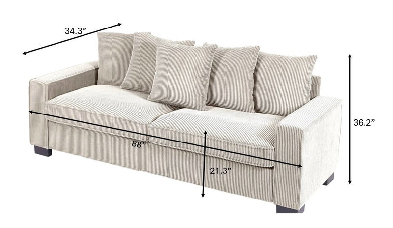 Luxe Sofa With 5 Matching Toss Pillows, Sleek Design, Spacious And Comfortable 3 Seater Couch - R&R Furniture Gallery (Fountain Valley, CA)