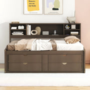 Daybed With 2 Bedside Cabinets, Upper Shelves And 4 Drawers - R&R Furniture Gallery (Fountain Valley, CA)