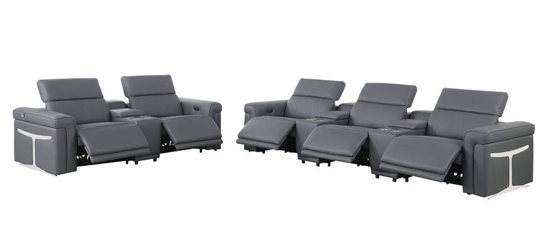 1126 - 8-Piece Modular Power Reclining Sofa & Loveseat Set In With 5 Power Recliners & Power Headrests