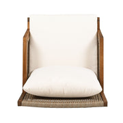 Acacia Wood Patio Furniture Club Chair, Outdoor Wicker Armchair, Deep Seating With Soft Cushions For Porch - Teak / Mix Brown - R&R Furniture Gallery (Fountain Valley, CA)