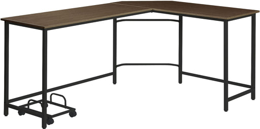 ACME Bambina computer desk with oak finish and black metal legs, featuring a spacious tabletop and sleek modern design.