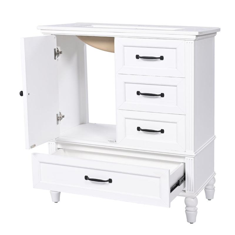 30" Bathroom Vanity With Sink, 3 Drawers, Adjustable Feet - R&R Furniture Gallery (Fountain Valley, CA)
