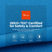 3 Piece Outdoor Patio Lounge Set, 2 Chaise & 1 End Table With Tapered Feet, Pneumatic Adjustable Backrest, Wheels, Sunbrella Cushion - Ember Black / Blue - R&R Furniture Gallery (Fountain Valley, CA)