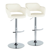 Lumi Source Margarite contemporary adjustable barstools with swivel and rounded T footrest, set of 2, featuring modern design and comfort.