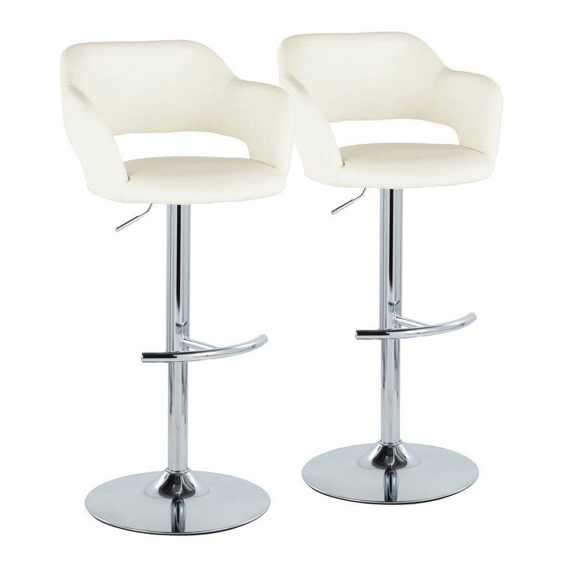 Lumi Source Margarite contemporary adjustable barstools with swivel and rounded T footrest, set of 2, featuring modern design and comfort.