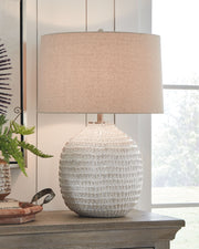 Jamon - Ceramic Table Lamp  - Beige - R&R Furniture Gallery (Fountain Valley, CA)