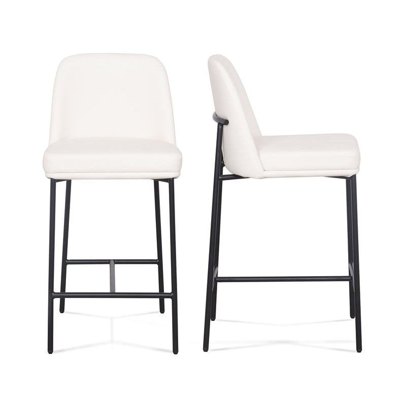 Pair of Sydney counter stools by TOV Furniture, set of two, featuring modern design with wooden legs and cushioned seats.