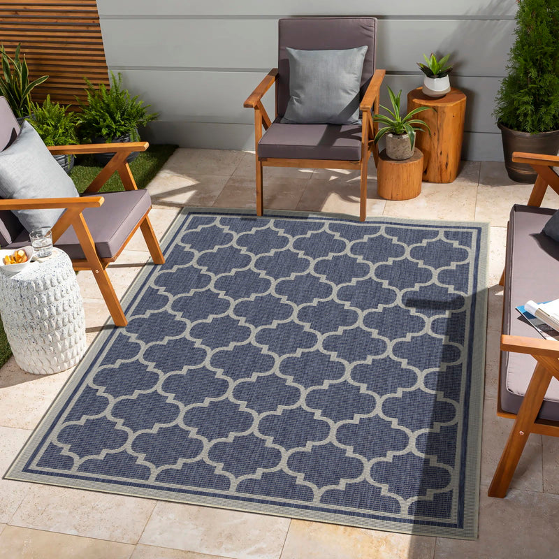 Sunshine - 5'3" X 7'3" Indoor, Outdoor Area Rug Polypropylene - Blue - R&R Furniture Gallery (Fountain Valley, CA)