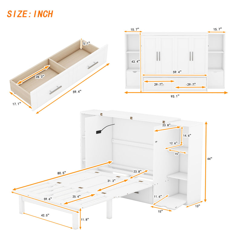 Murphy Bed With Shelves, Drawers And USB Ports - R&R Furniture Gallery (Fountain Valley, CA)