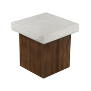 Mgo Square Side Table With Faux Stone Top And Wood Frame - Antique White / Natural Wood - R&R Furniture Gallery (Fountain Valley, CA)