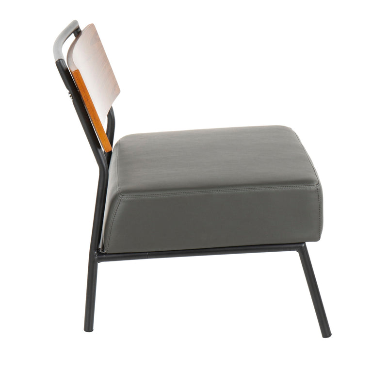 Lumi Source Fiji contemporary gray side chair with walnut wood legs, modern design and sleek upholstery for stylish seating.