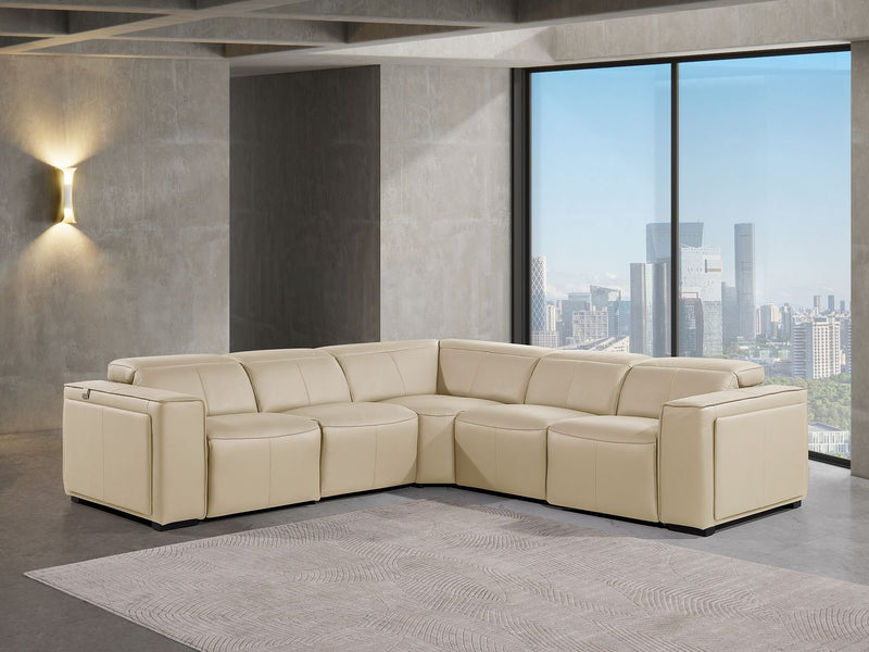 1224 - 5-Piece L-Shaped Sectional Sofa In With 3 Power Recliners & Power Headrests - R&R Furniture Gallery (Fountain Valley, CA)