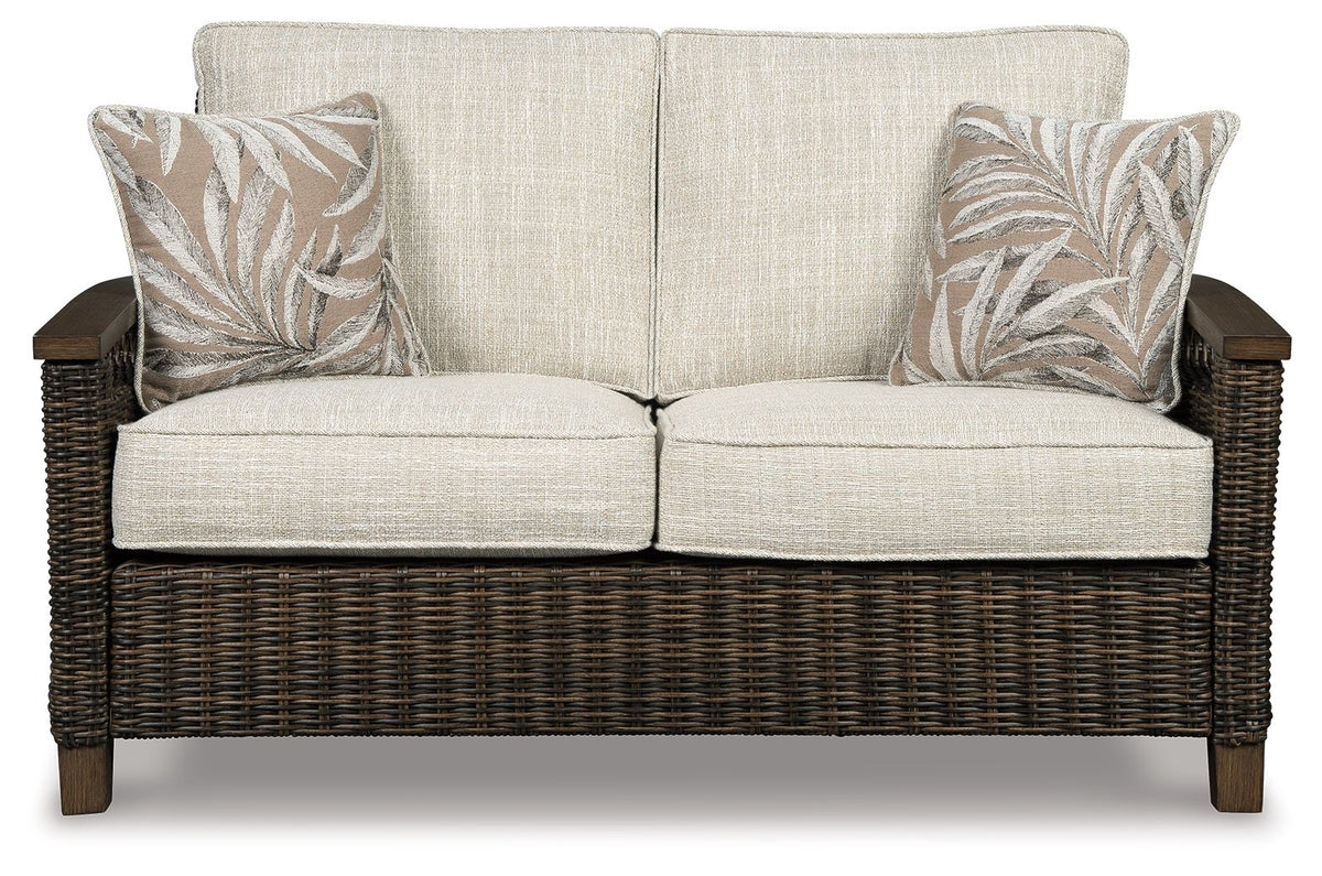 Paradise Trail - Loveseat w/Cushion - Medium Brown - R&R Furniture Gallery (Fountain Valley, CA)