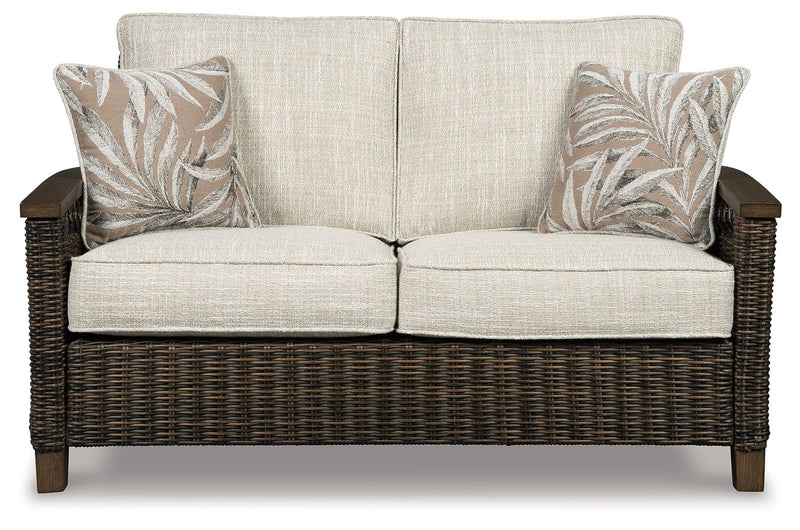 Paradise Trail - Loveseat w/Cushion - Medium Brown - R&R Furniture Gallery (Fountain Valley, CA)