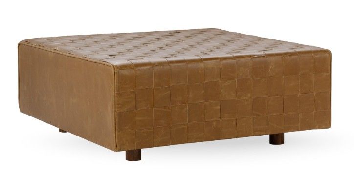 Aristo - Leather Square Ottoman - Autum Maple - R&R Furniture Gallery (Fountain Valley, CA)