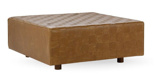 Aristo - Leather Square Ottoman - Autum Maple - R&R Furniture Gallery (Fountain Valley, CA)
